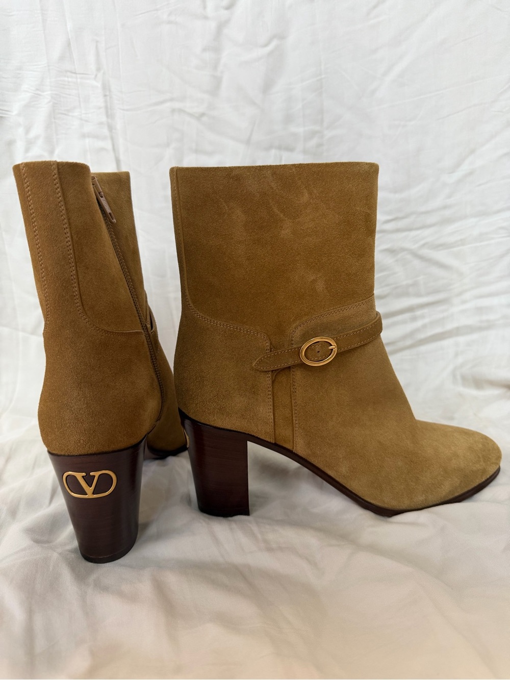 Valentino Pattie Suede Buckle Ankle Boots size 37/US7